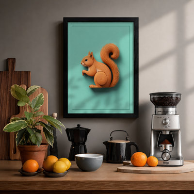 Wooden Squirrel Rustic - Framed Print
