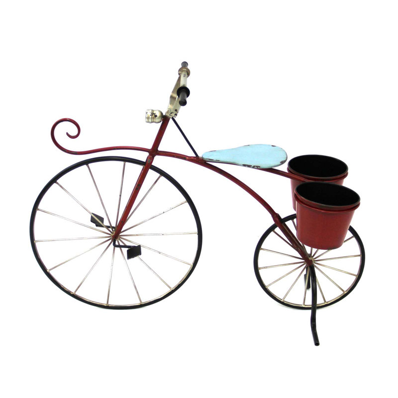 Hofstetter Metal Pot Planter, Red/Black