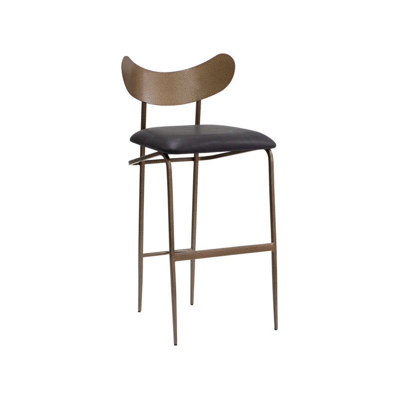 Talaat Upholstered Stool, Bar Stool (30" Seat Height), Faux Leather-Black