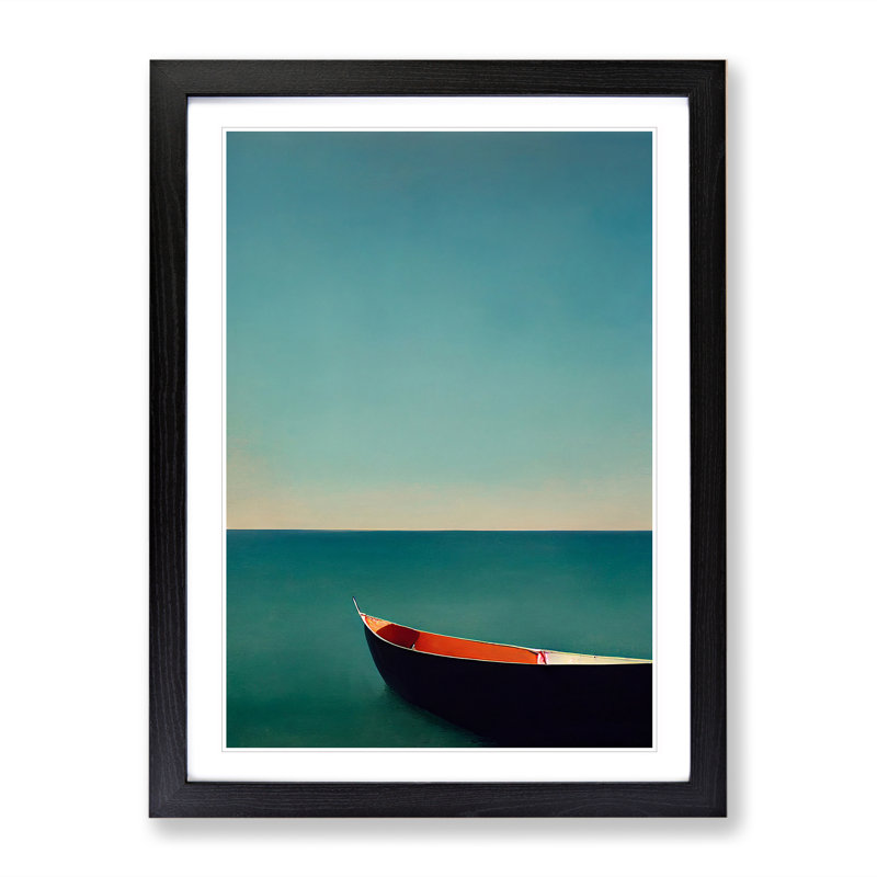 Boat Upon The Sea - Single Picture Frame Print, Black, 64cm H x 46cm W x 2cm D