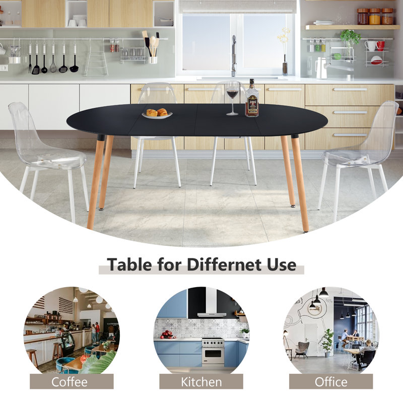Extensible Dining Table, Black, Brown