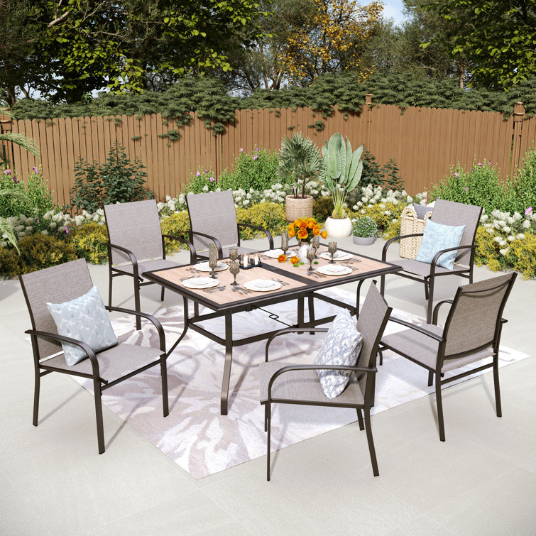 Argyri 6 - Person Metal Patio Dining Set with Rectangular Table