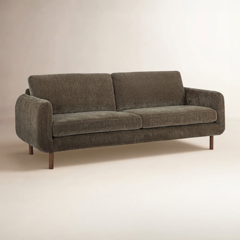 Canapé rembourré Leno, Chenille performance vert olive
