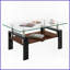 Table basse rectangulaire en verre trempé pour le salon, facile à nettoyer avec rangement en panneau de fibres à densité moyenne, L 39,2 po x l 23,4 po-1079612218-1079612223