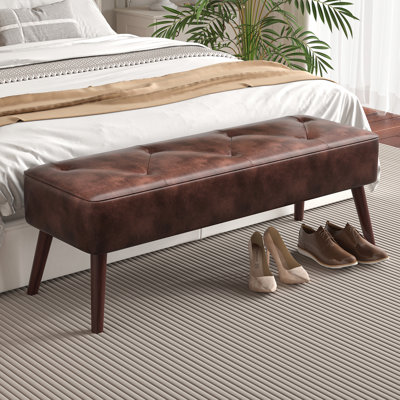 Lillyanna Faux Leather Upholstered Bench, 45" Wide by George Oliver