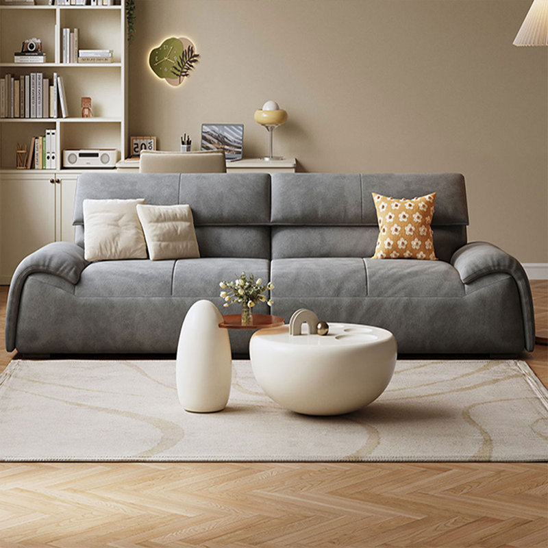Canapé modulaire en velours, Gris, 31.5" H x 85.83" W x 36.22" D