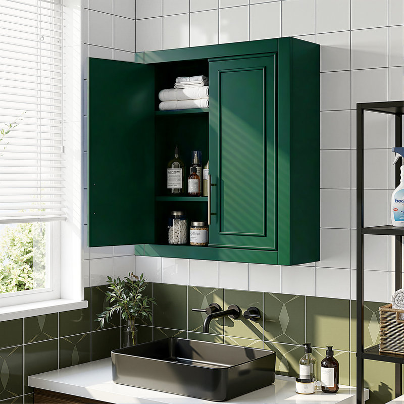 Armoire de salle de bain murale H 26 "avec tablette réglable Coster, H 26 po x l 22 po x P 8 po, Vert foncé