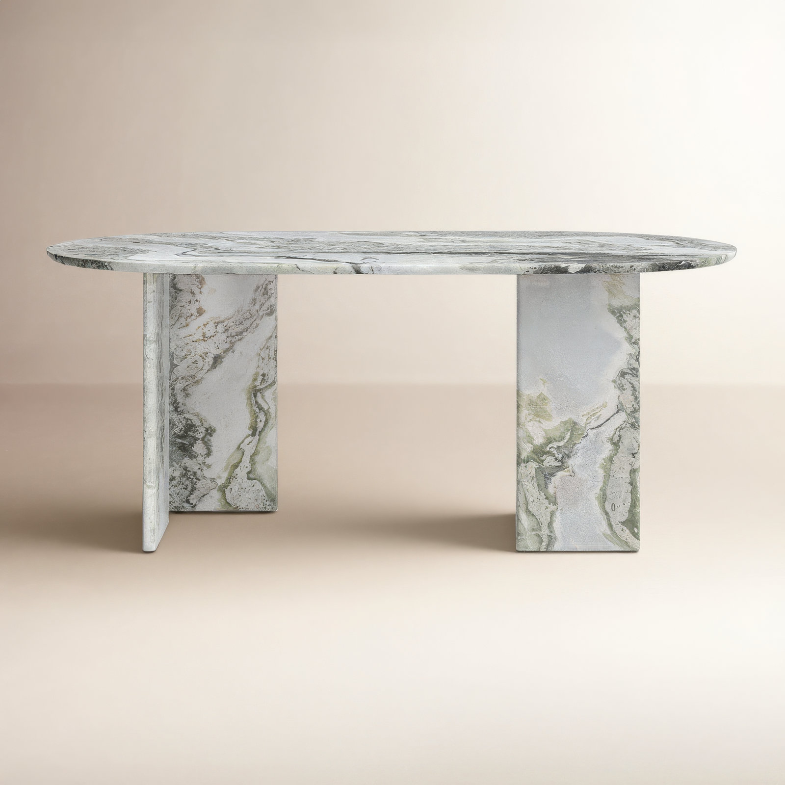 Arian 72'' Oval Marble Dining Table, Green Onyx