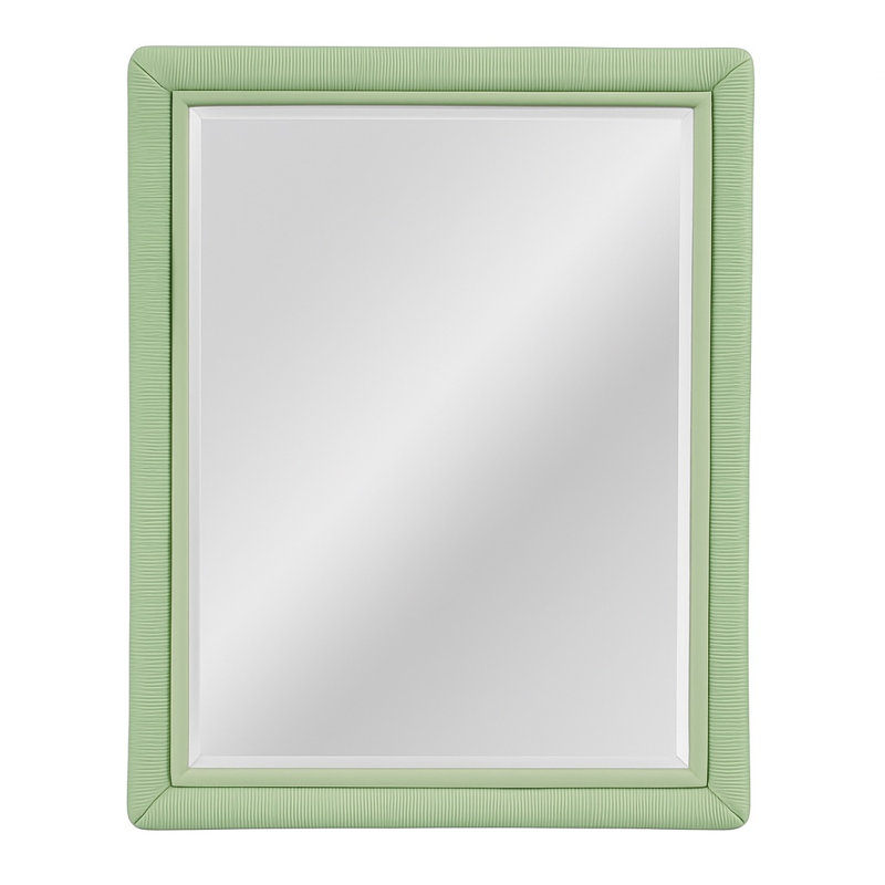 Monterey Rattan Flat Mirror, Celery