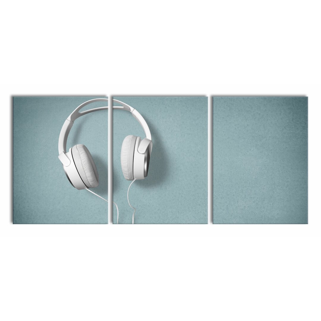 3-tlg. Leinwandbilder-Set White Headphones