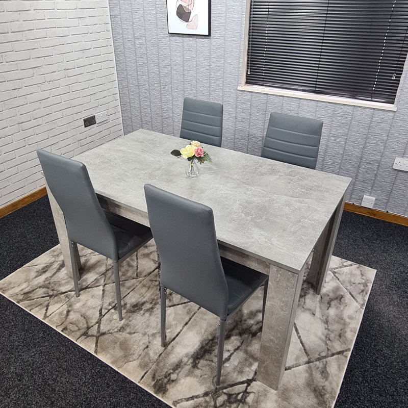 Schiavo 4 -Person Dining Set, 75cm H x 140cm W x 80cm D, Grey