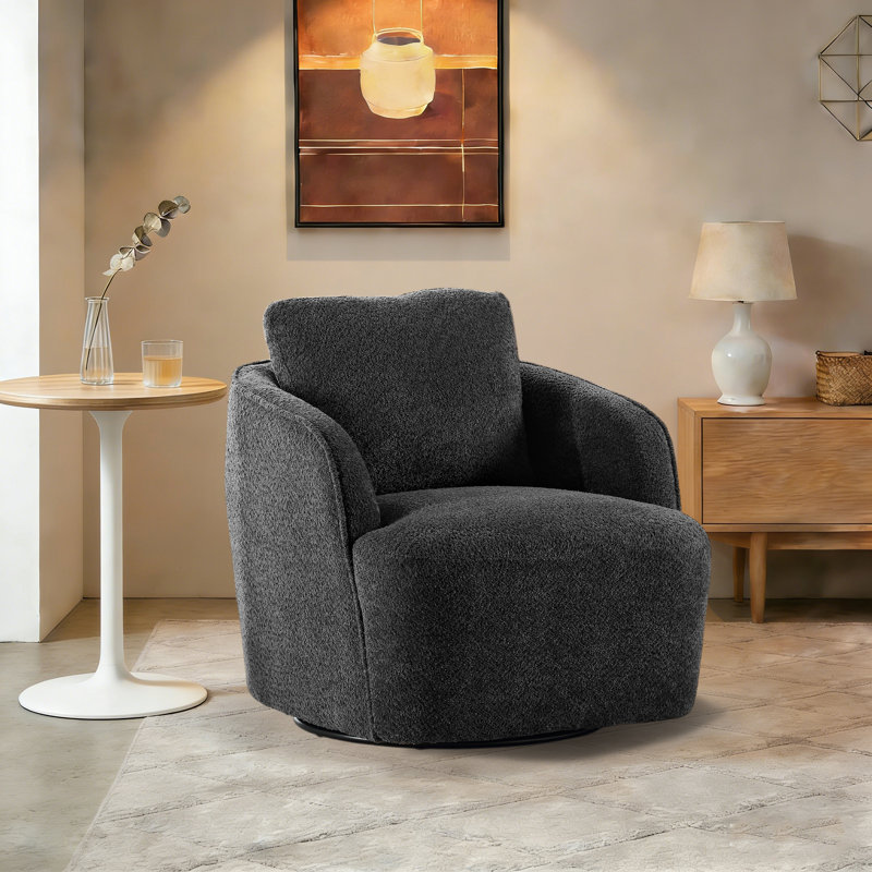 Fauteuil demi-tonneau pivotant à 360 ° l 30,2 po, Gris anthracite, 1