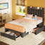 Lit tapissier Deilyn avec station de charge et 3 tiroirs-91274002-97649393