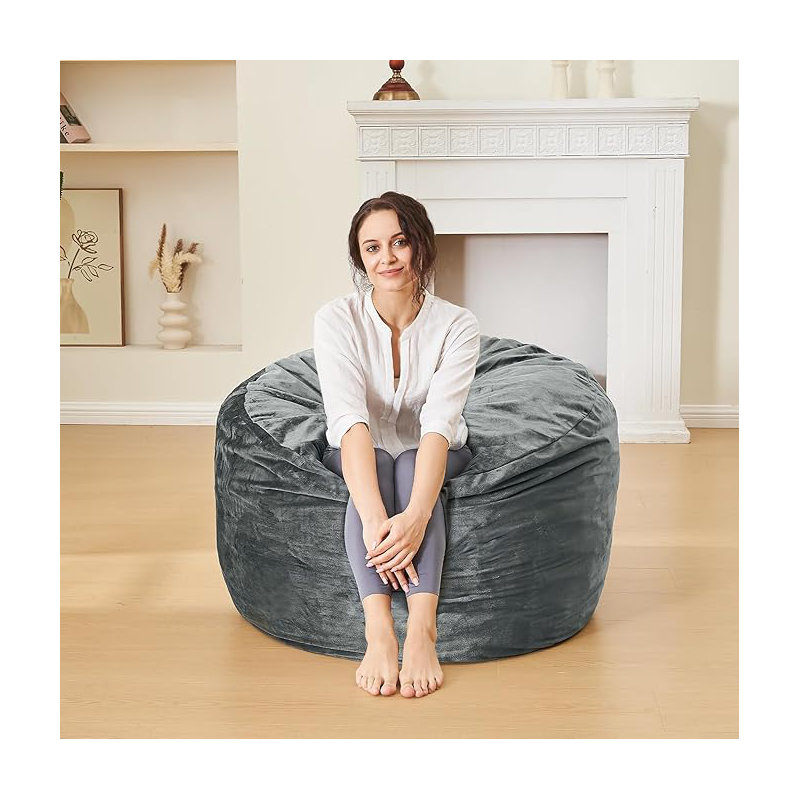 Fauteuil à billes pour salon - 3 pieds, gris foncé