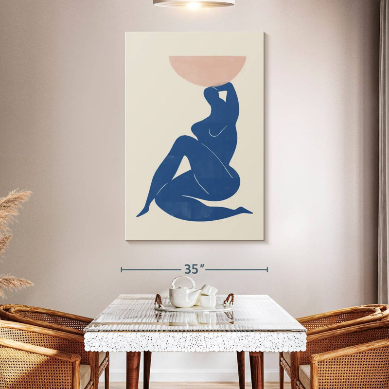 Leisha, femme abstraite avec vase, H 51 po x l 34 po
