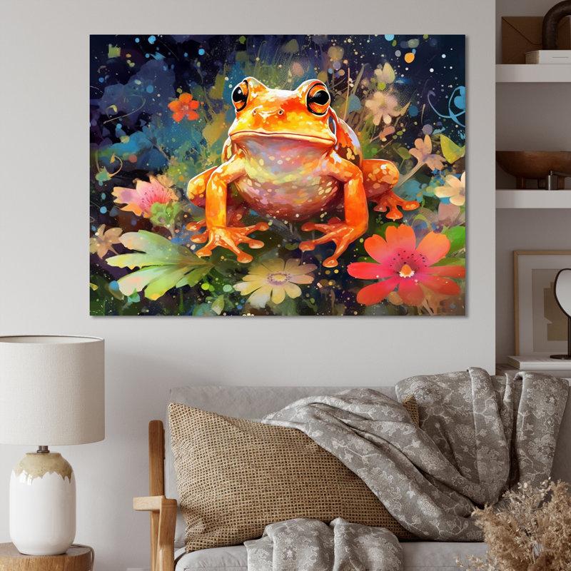«Leaping Frogs Amphibians I», art mural grenouille, H 30 po x l 40 po x P 1,5 po, Toile tendue