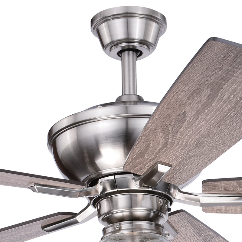 Mandy 52 in. Bronze Indoor Rod Mount Farmhouse Ceiling Fan with Reversible Driftwood-Dark Maple Blades, Dimmable LED Light Kit and Remote Control, 3 Speeds, Clear Seeded Schoolhouse Glass Shade