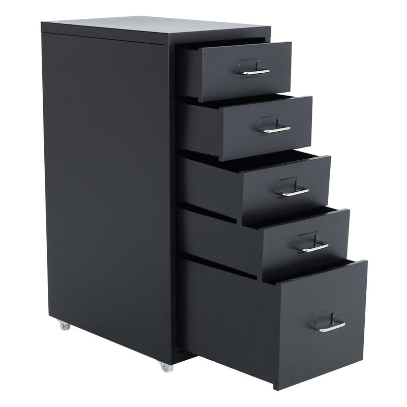 Eulus 28cm Wide 5 -Drawer File Cabinet, Black