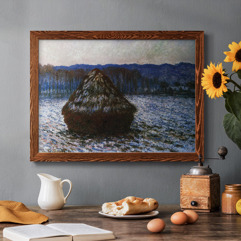 «Haystacks [2]» par Monet, impression sur toile par J Paul, Cadre photo simple érable, H 14 po x l 20 po x P 1,5 po