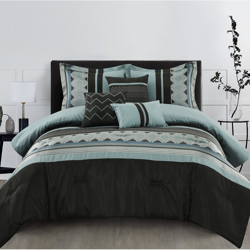 Ensemble d'édredon en microfibre 6 pièces Evander, Édredon de très grande taille et 5 pièces suppl
