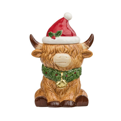 10 Strawberry Street Christmas Cow Canister