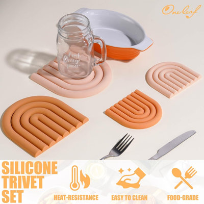 4‑Pack Rainbow Arch Silicone Trivet Mats, Heat‑Resistant Non‑Slip Multi‑Purpose Kitchen Pot Holders