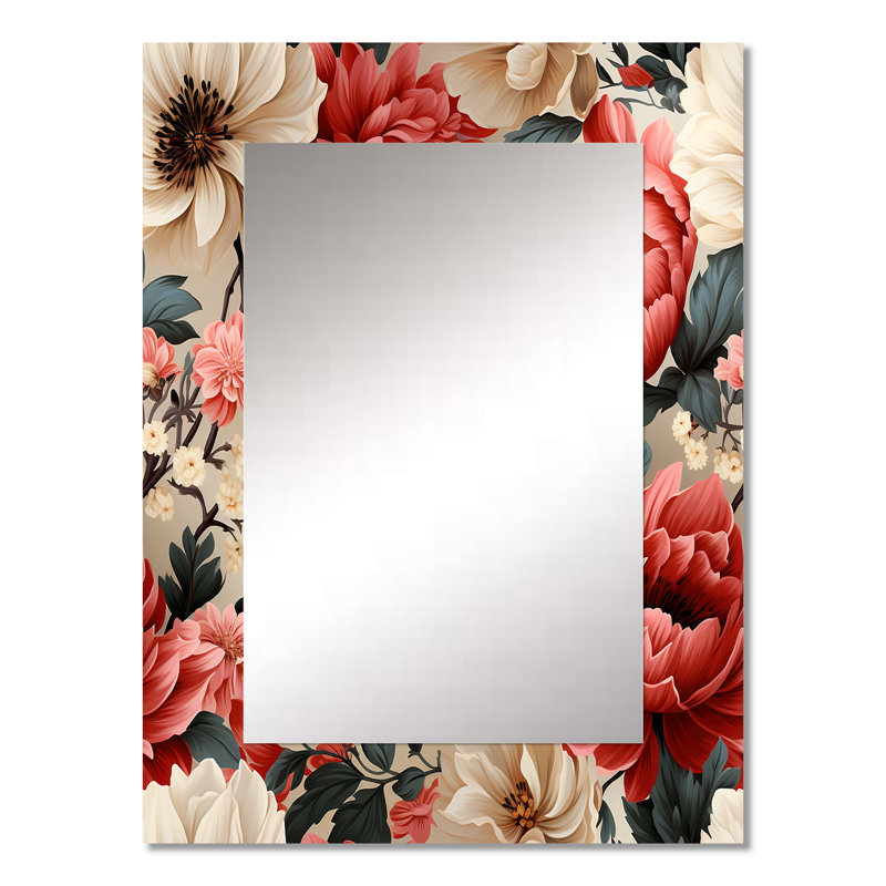 Scunthorpe Boho Victorian Romance Victorian Pattern - Floral Wall Mirror, Cottage Decorative Mirror, Printed Metal Art