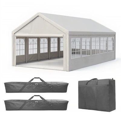 16'x32' Carport Party Tent With Removable Sidewalls & Carry Bags