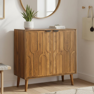 Armoire d'appoint en noyer de ferme avec portes à lattes
