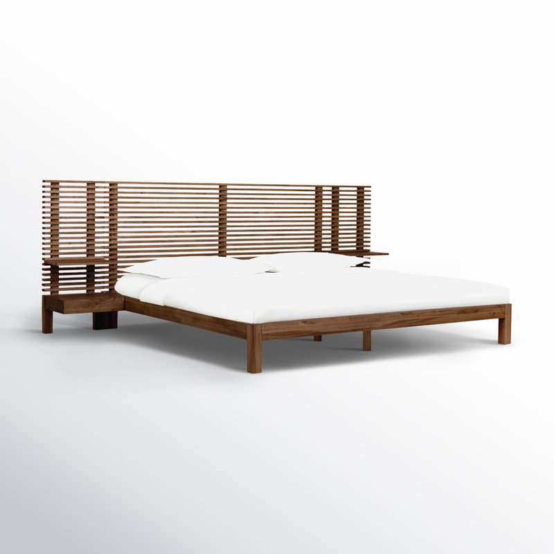 Lit en bois finlandais Finnian, Double, Noyer