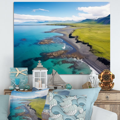 Vue aérienne de la plage en Islande I - plage et océan, art mural
