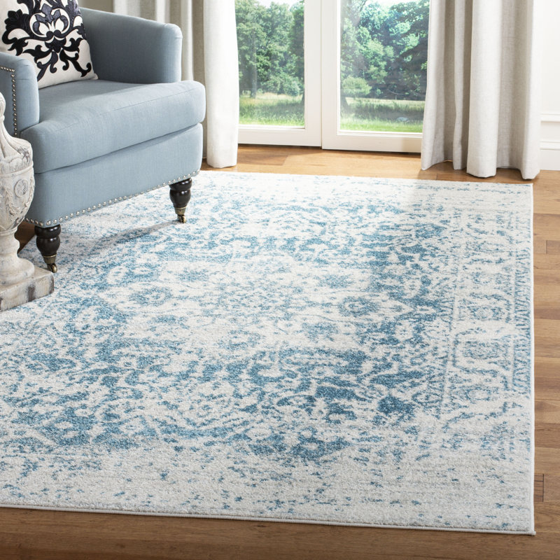 Christa Teal/Ivory Rug, Square 5'3"