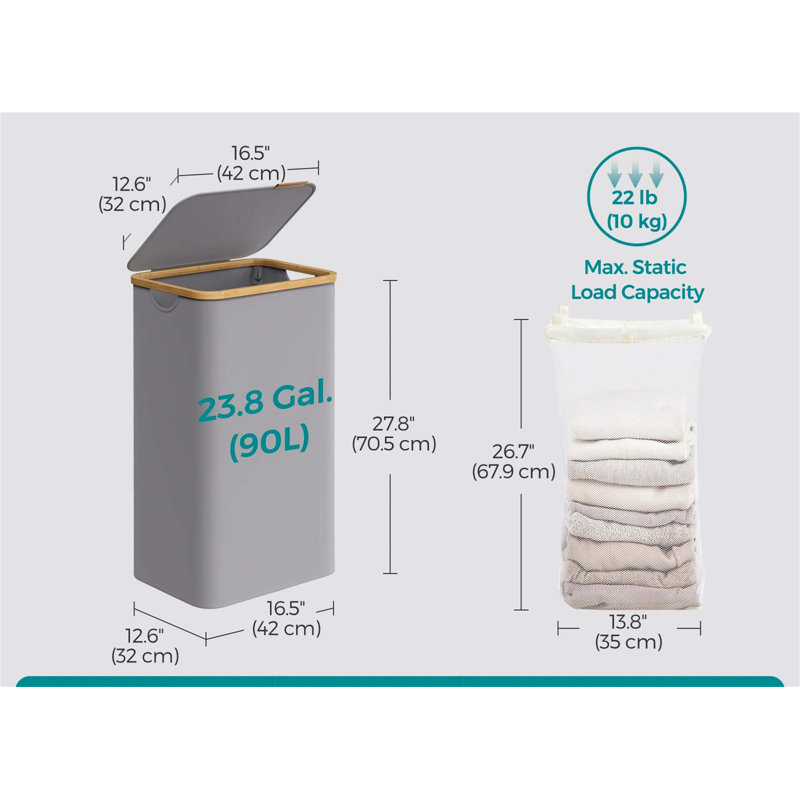 Bhargava Laundry Hamper with Handles, 70 x 42 x 32, Grey
