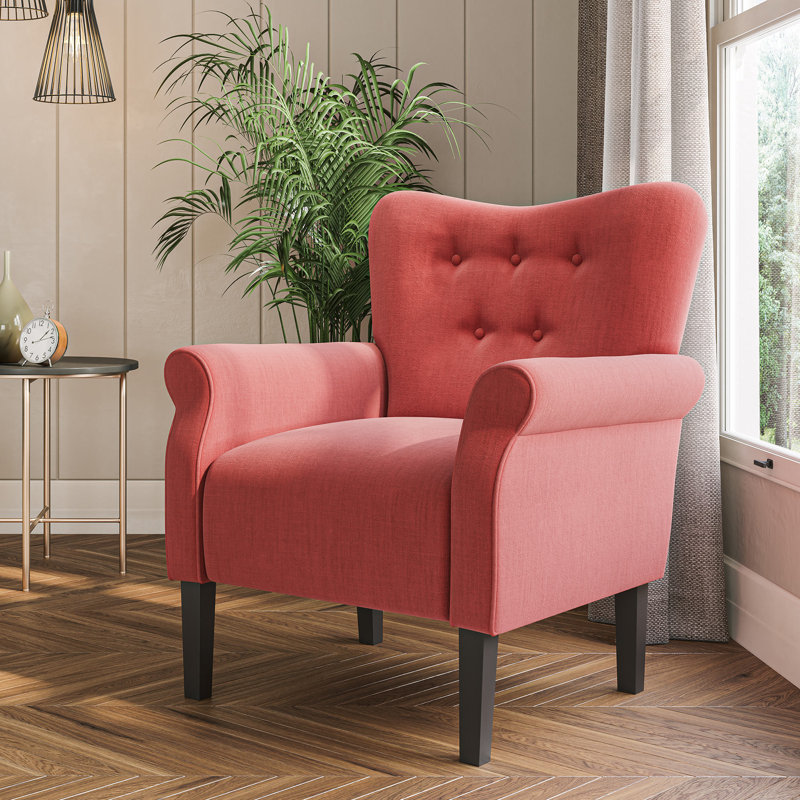 Fauteuil rembourré capitonné de 30,3 po de largeur, Lin brique