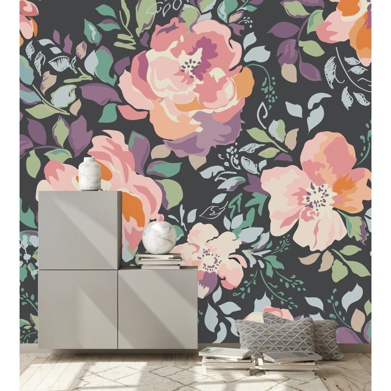 Peel & Stick Floral Wall Mural, 10.42' W x 10.42' L