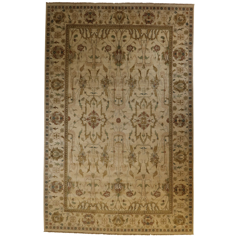 Oriental Hand-Knotted Wool Beige/Ivory Area Rug