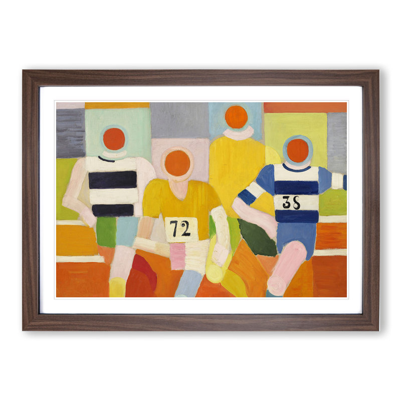 The Runners by Robert Delaunay - Picture Frame Painting, 36cm H x 48cm W x 2cm D, Walnut Framed