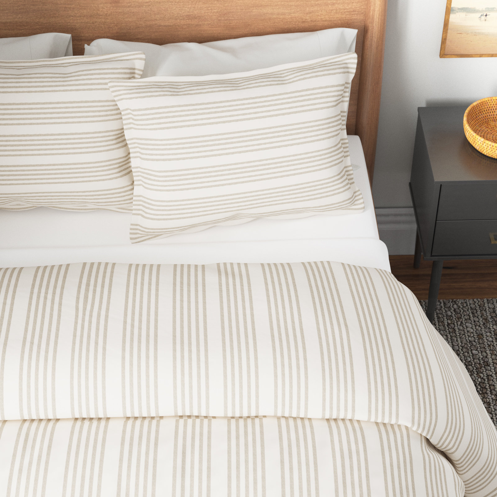 Edirne Linen Duvet Cover Set, King Duvet Cover + 2 King Shams