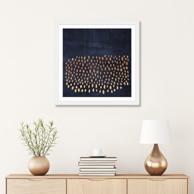 Motif de jeu (doré et bleu marine) par Elisabeth Fredriksson - impression
