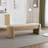 Elegant and simple long-shaped ottoman bench, minimalist design for living room or bedroom, beige