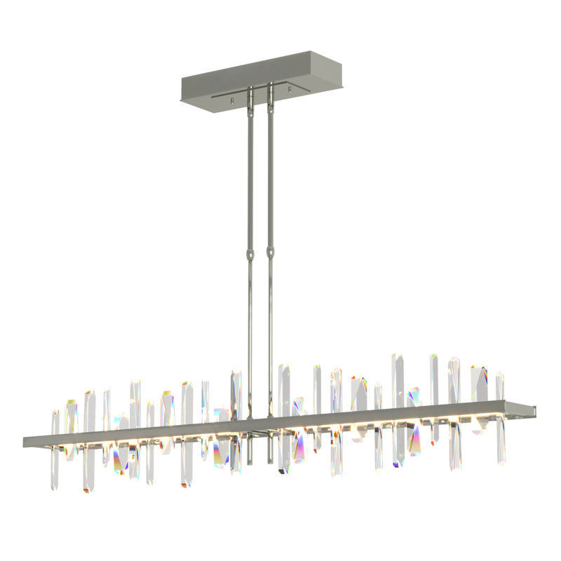 Luminaire suspendu linéaire pour îlot de cuisine Solitude, Argenté