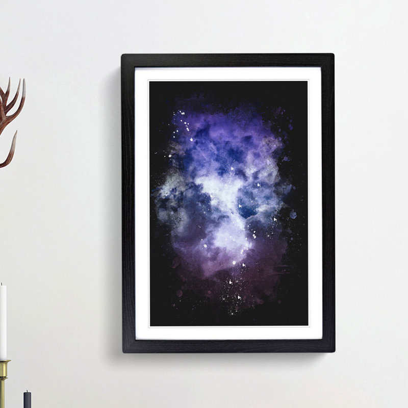 Purple Clouds - Picture Frame Painting Print, 33cm H x 24cm W x 2cm D, Black Framed