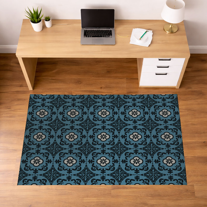Tapis de bureau léger antidérapant à profil bas Sully, H 0,1 po x l 84 po x P 60 po, Bleu