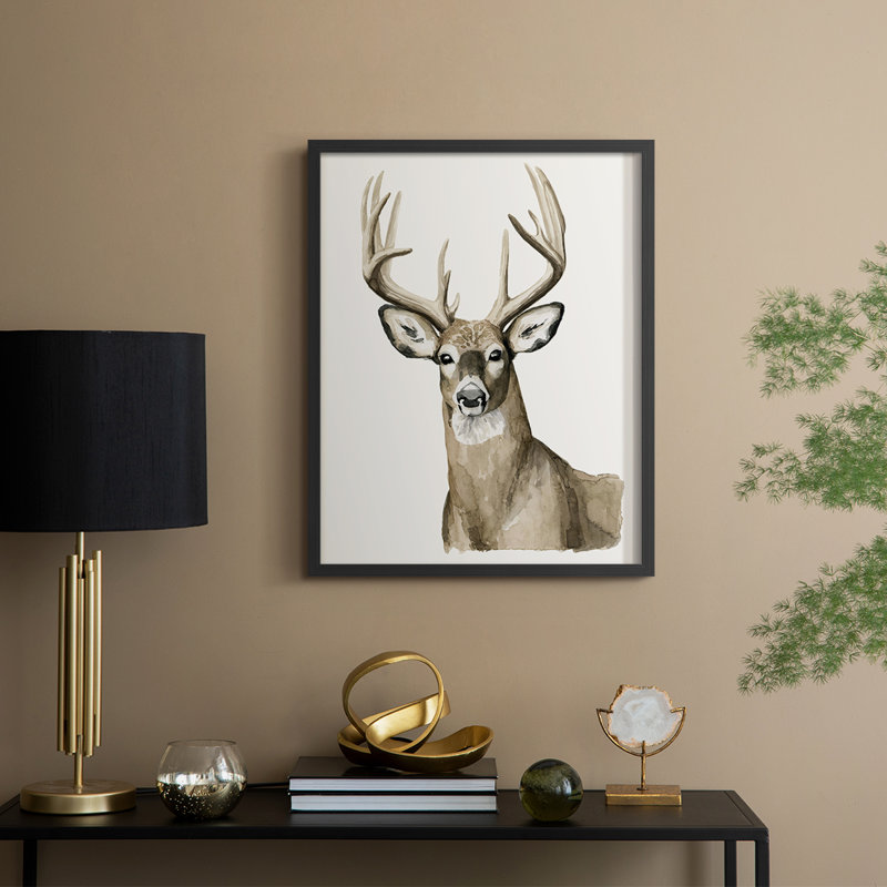 «Handsome Whitetail I», reproduction encadrée - bois massif, Noir, noir, noir, noir, H 30 po x l 24 po