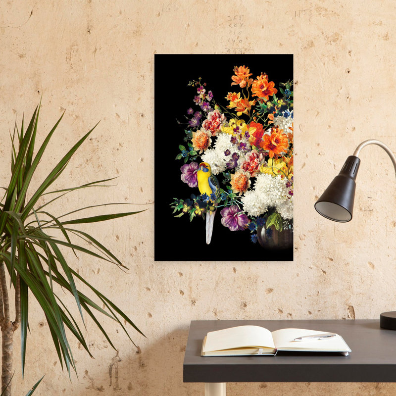 Art mural contemporain, "L'oiseau dans la nature morte", H 24 po x l 16 po