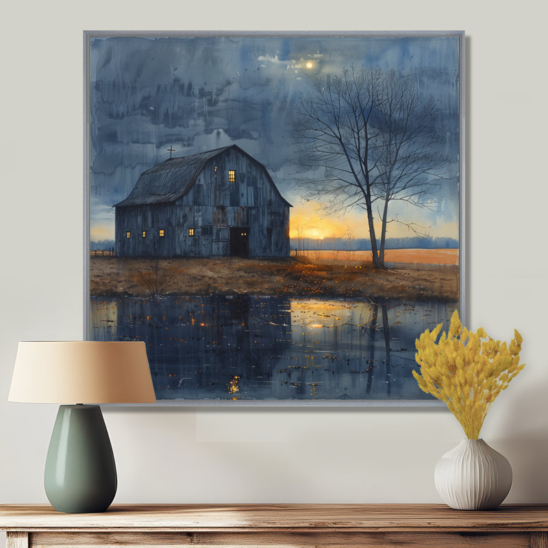 Lumière de l'hiver grange d'hiver II - impressions sur toile de grange, H 30 po x l 30 po x P 1 po