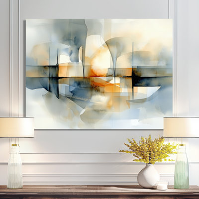 Radiant Light of Beige Abstract Horizon I - Décoration murale moderne en métal, impression abstraite sur métal
