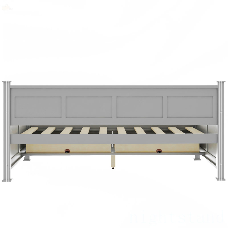 Twin Size Daybed With 2 Large Drawers, Gray