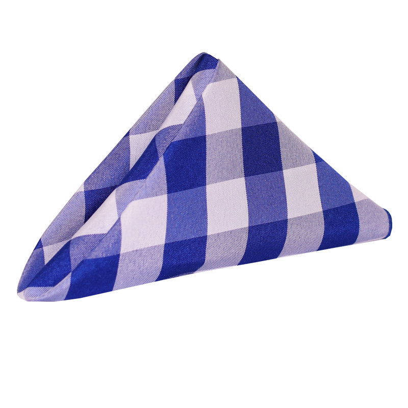 Polyester Gingham Square Napkin, Royal/White, 17" x 17"