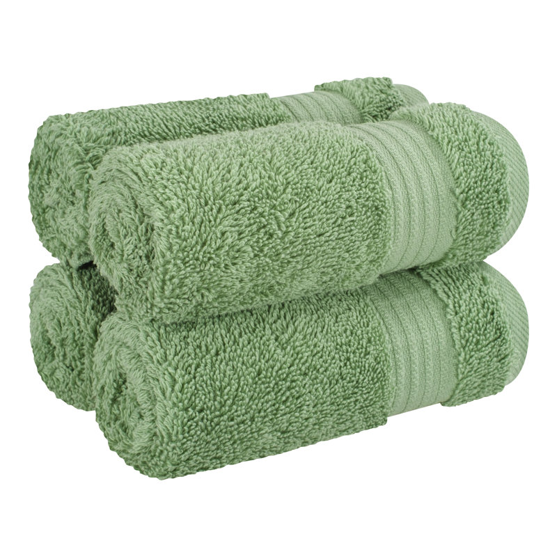 100% Cotton Turkish  Washcloth Set, 4 Piece Soft, Absorbent Wash Rag Small Towels, Sage Green
